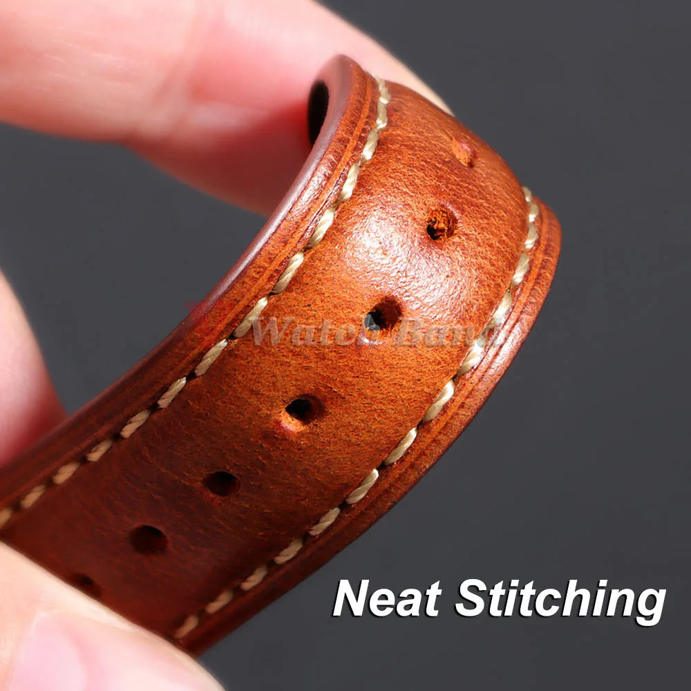 18mm 19mm 20mm 21mm 22mm Universal Vintage Watch Strap Butterfly Buckle Brown Head Layer Cowhide Watchband Bracelet Accessories