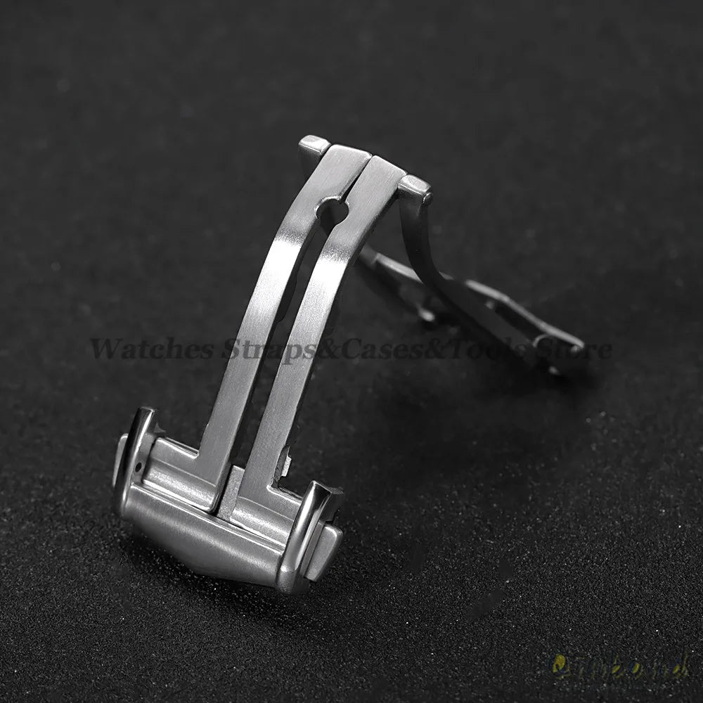 Stainless Steel Watch Buckle Double Press Folding Buckle 18mm 20mm for Omega Matte Deployment Clasps Brushed  Button Accessories