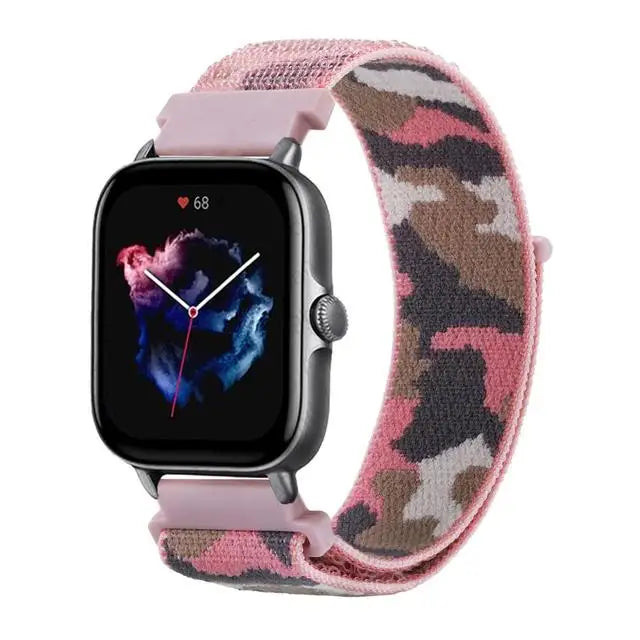20mm 22mm Strap For Amazfit GTS/4/3/2E/GTS4/Mini/GTR 4/3/Pro/42mm/47mm/Strato GTR4 Nylon Camouflage Bracelet Amazfit Bip 3 Strap