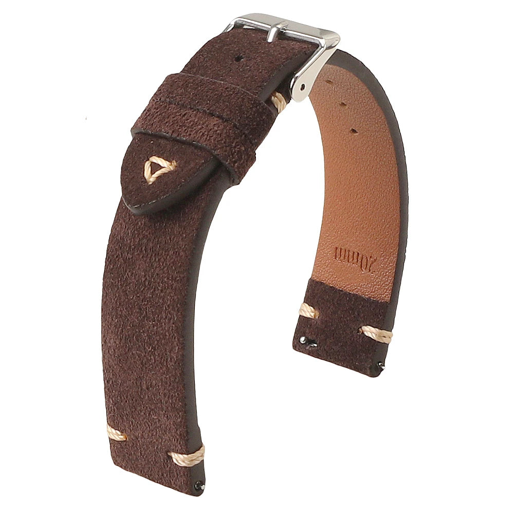 Suede Leather Strap for Seiko Watch Band Vintage Bracelaet Handmade Stitching Wristband 18mm 19mm 20mm 21mm 22mm 24mm Wristbelt