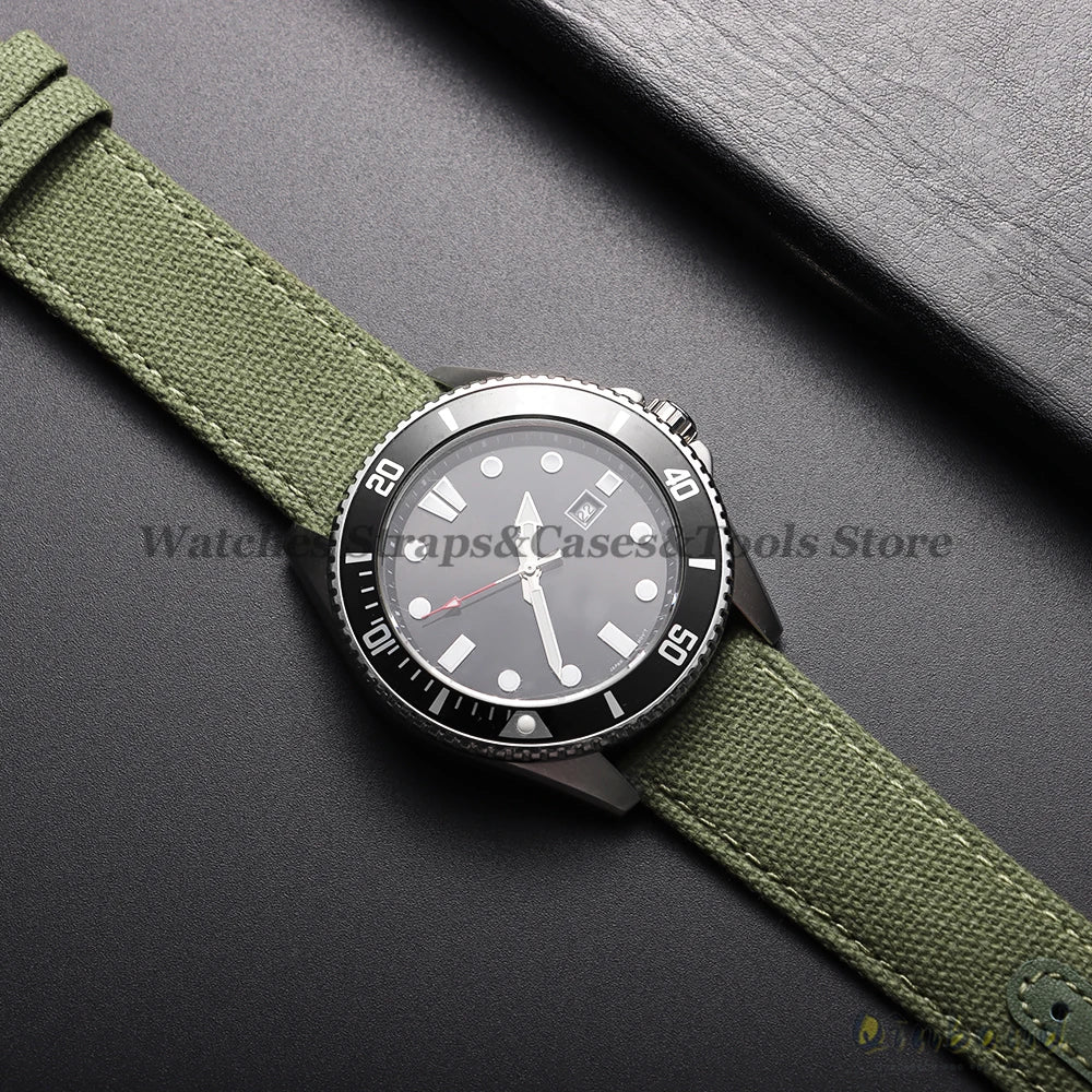 20mm 22mm Nylon Leather Watch Band High Quality Canvas Strap Military Sport Bracelet for Seiko Quick Release Universal Wristband