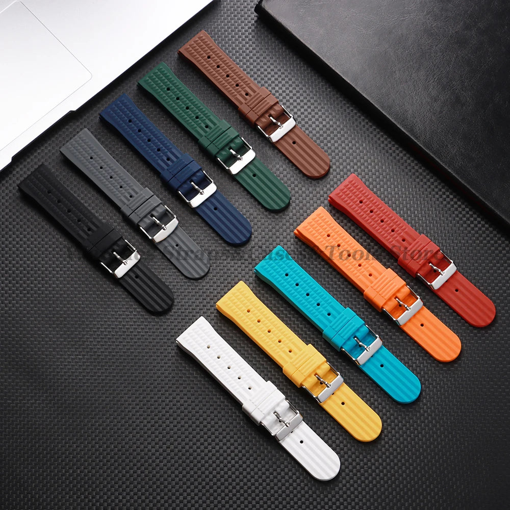 Soft Rubber Waffle Watch Band 20mm 22mm for Seiko for Rolex Water Ghost Sport Silicone Wristband Men's Replacement Strap Premium