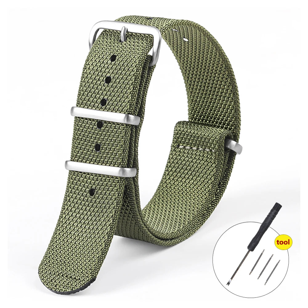 New Ribbed Nylon Watch Strap for Omega Seamaster 007 Watch Band 20mm 22mm Accessories for Seiko Military Watch Bracelets