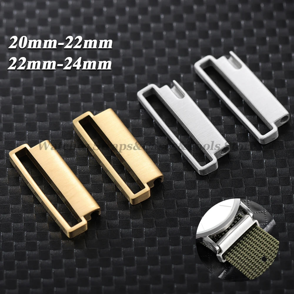 1 Pair Stainless Steel Watch Connector 20mm to 22mm 22mm to 24mm Quick Release Metal Adapter for Nylon Strap Watch Accessories