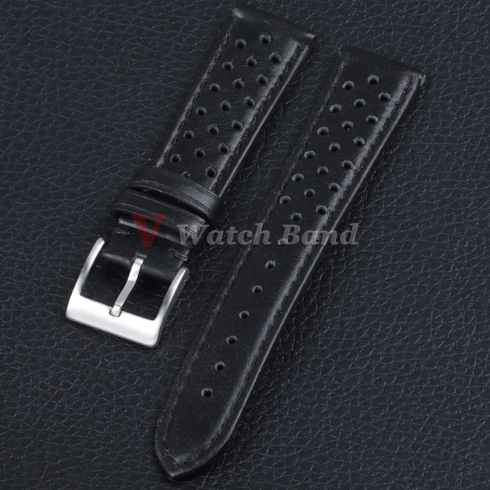 Genuine Cowhide Leather Strap for Samsung Galaxy Watch 6 5 4 Breathable Retro Wristband for Seiko Bracelet for Omega 18/20/22mm
