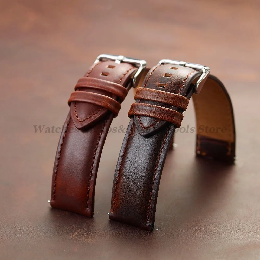 Quick Release Genuine Leather Watchband Strap 18mm 20mm 22mm 24mm 26mm for DW for Seiko Black Brown Wristband Men Women Bracelet