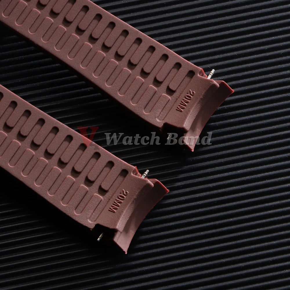 Soft Rubber Watch Strap Curved End 20mm 22mm for Rolex Green Water Ghost Silicone Watchband 18/19/21/24mm Bracelet MenSport Band