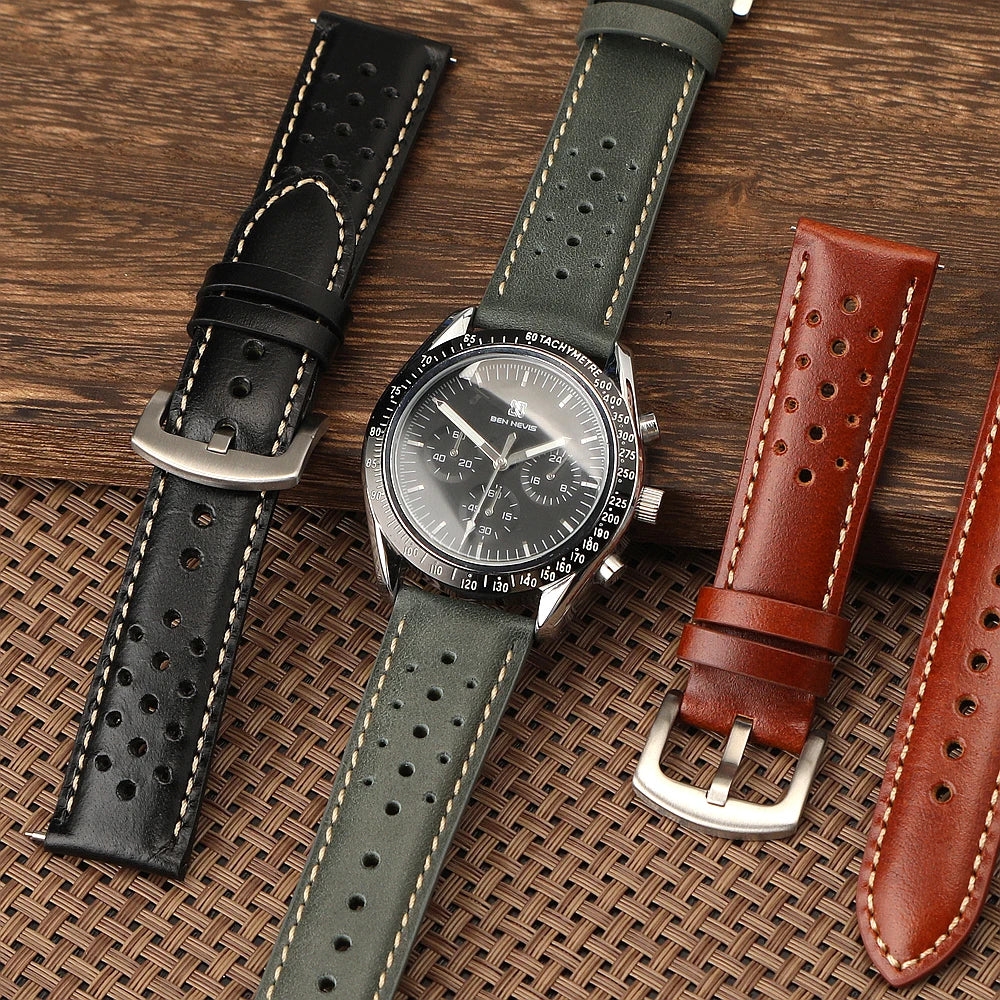 Genuine Cowhide Leather Strap for Samsung Galaxy Watch 6 5  Breathable Retro Wristband for Seiko 18mm 19mm 20mm 22mm Watchband