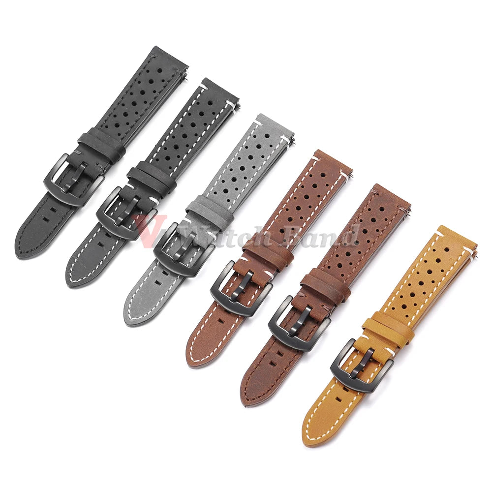 Genuine Cowhide Leather Strap for Samsung Galaxy Watch 8 7 6 5 4 3 Soft Breathable Retro Wristband 18mm 19mm 20mm 21mm 22mm 24mm