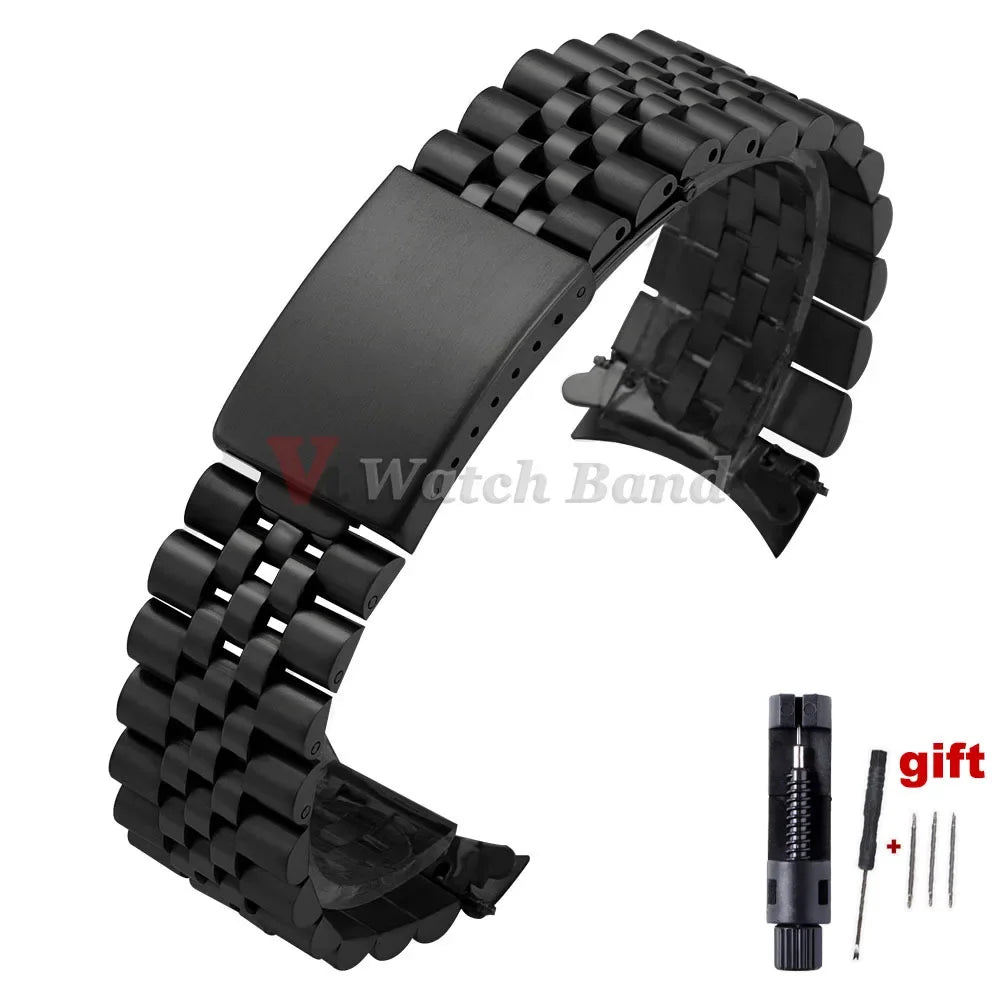 Curved End Stainless Steel Watch Bands 19mm 20mm 21mm for Rolex DATEJUST for Jubilee Solid Strap Bracelet Men Woman Watchband