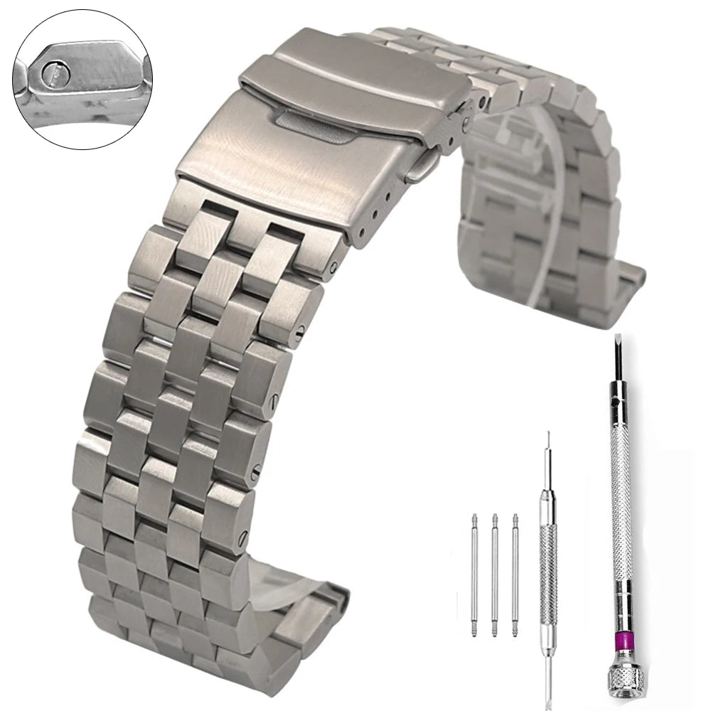 High Quality Full Solid Screw Stainless Steel Watch Band for SEIKO SKX007/009 SKX173/175 Wristband 18/20/22/24/26mm Bracelet