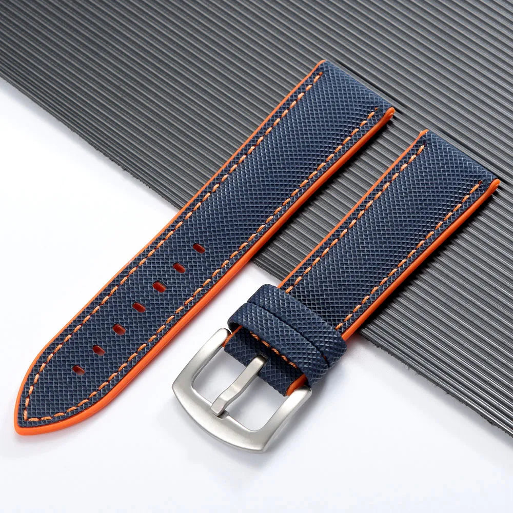 Carbon Fiber Nylon Plaid Silicone Strap 20mm 22mm 24mm for IWC for Casio for Seiko for Omega Rubber Watchband Universal Bracelet