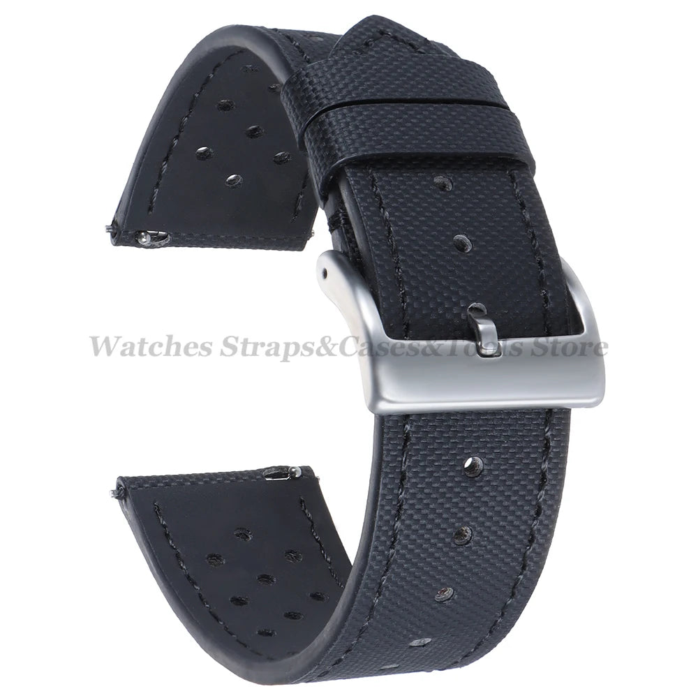Premium Sailcloth Watch Strap for Seiko for Omega 18mm 20mm 22mm Qucik Release Fabric WatchBand Butterfly Buckle for HuaweiWatch