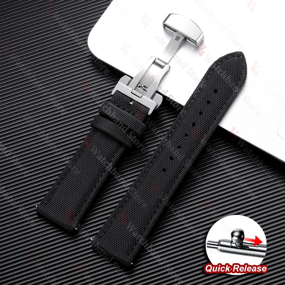 Sailcloth Strap 20mm 22mm for Rolex Nylon Watch Band for Seiko Men Sport Business Quick Release Green Butterfly Buckle Wristband