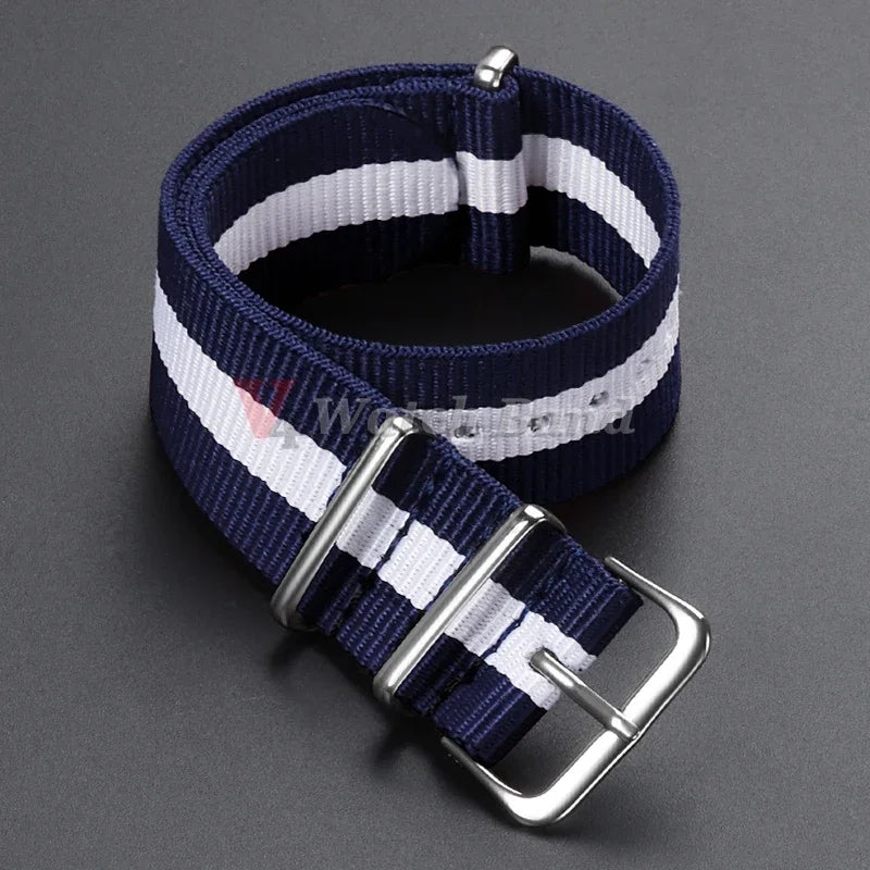 18 20 22mm Strap Nylon Watch Band Military Striped Watchband Replacement Women Men Army Casual Sport Wrist Bracelet