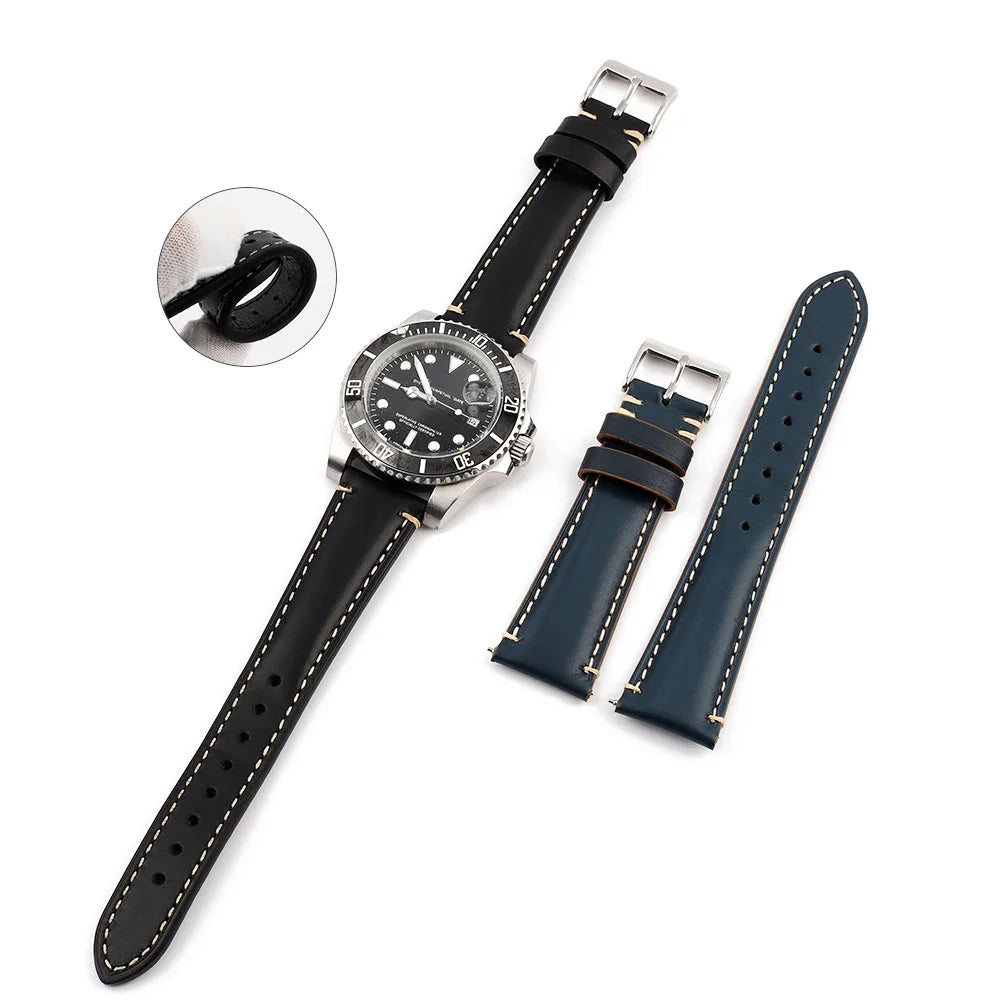 Retro Cowhide Watch Strap for Seiko for Casio 20mm 22mm 24mm Watch Accessories Men Women Red Wrist Belt Bracelet