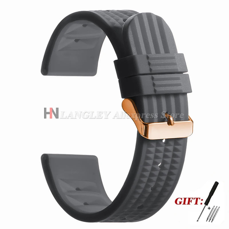 Soft Rubber Waffle Watch Band 20mm 22mm for Seiko for Rolex Water Ghost Sport Silicone Wristband Men's Replacement Strap Premium