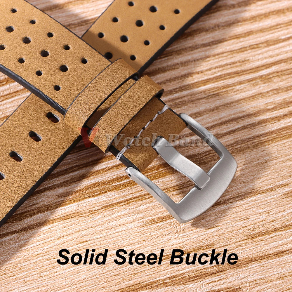 Breathable Retro Band Wristband for Samsung Galaxy Watch 6 5 4 Soft Genuine Cowhide Leather Strap for Seiko 20mm 22mm Bracelet