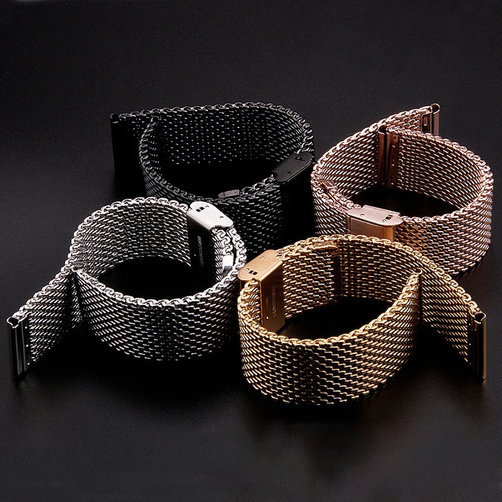 1.0 Mesh Milanese Watch Strap QuickRelease Stainless Steel Bracelet 3mm Thickness for DW for Omega Wristband 18mm 20mm 22mm 24mm