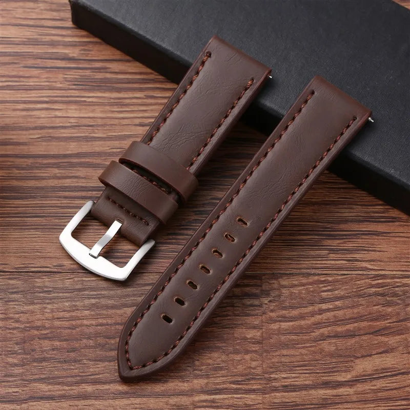 18mm 20mm 22mm 24mm Vintage PU Leather Strap Quick Release Universal Cowhide Watch Band Bracelet Sport Wristbelt Accessories