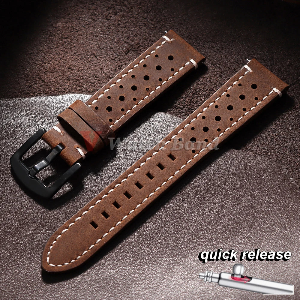 Genuine Cowhide Leather Strap for Samsung Galaxy Watch 8 7 6 5 4 3 Soft Breathable Retro Wristband 18mm 19mm 20mm 21mm 22mm 24mm