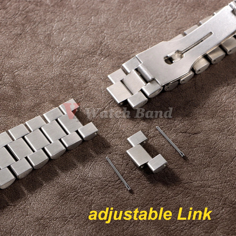 20mm Curved End Stainless Steel Strap for Rolex for Water Ghost Metal Wrist Band for Oyster Solid Bracelet Men Watch Accessories