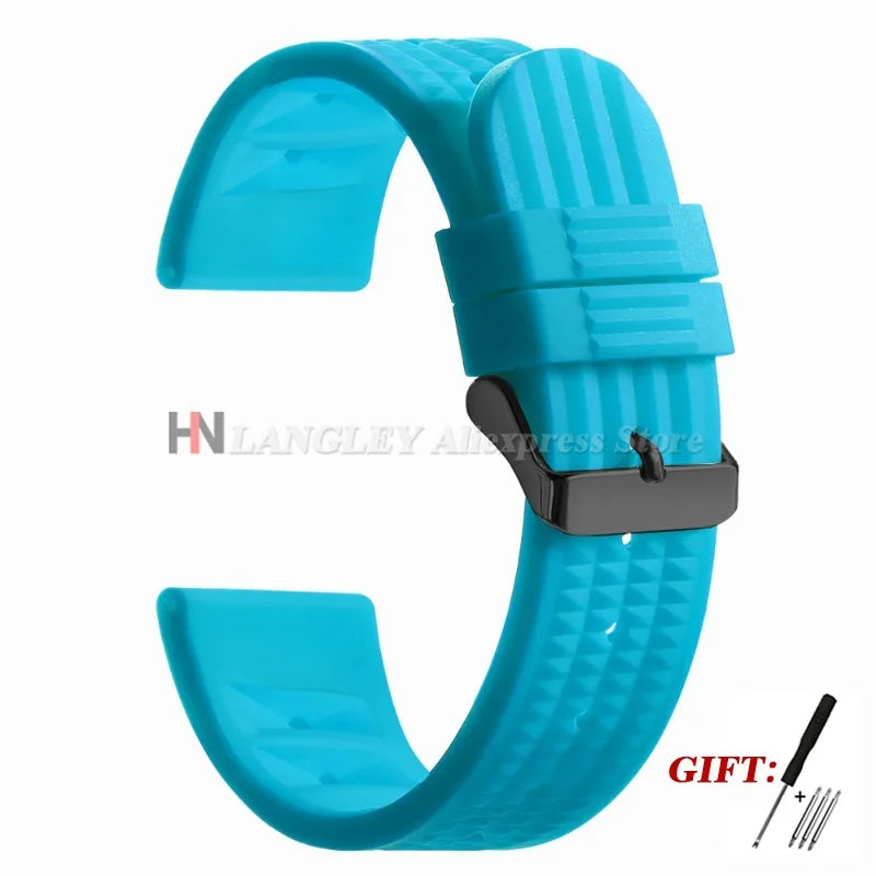 Soft Rubber Waffle Watch Band 20mm 22mm for Seiko for Rolex Water Ghost Sport Silicone Wristband Men's Replacement Strap Premium