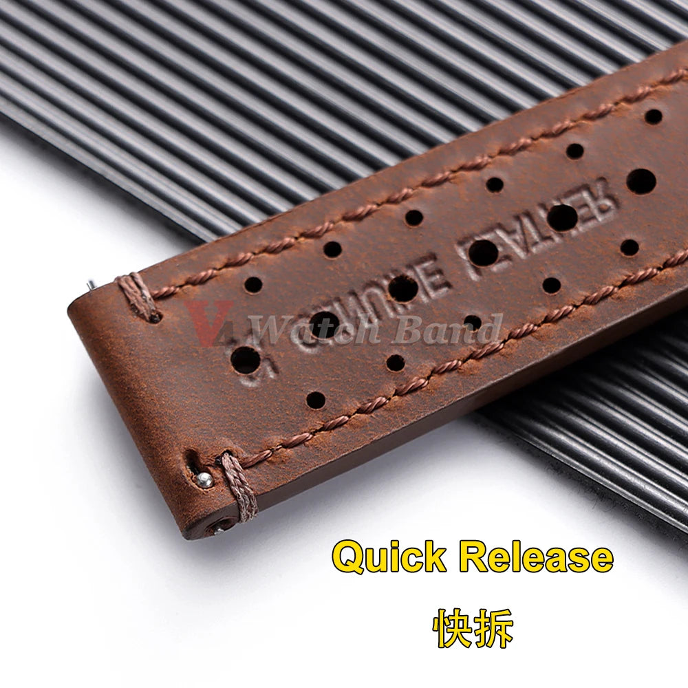 19mm 21mm 18/20/22/24mm Genuine Cowhide Watch Band Metal Buckle Vintage Straps for MenWomen Breathable Bracelet Belt Accessories
