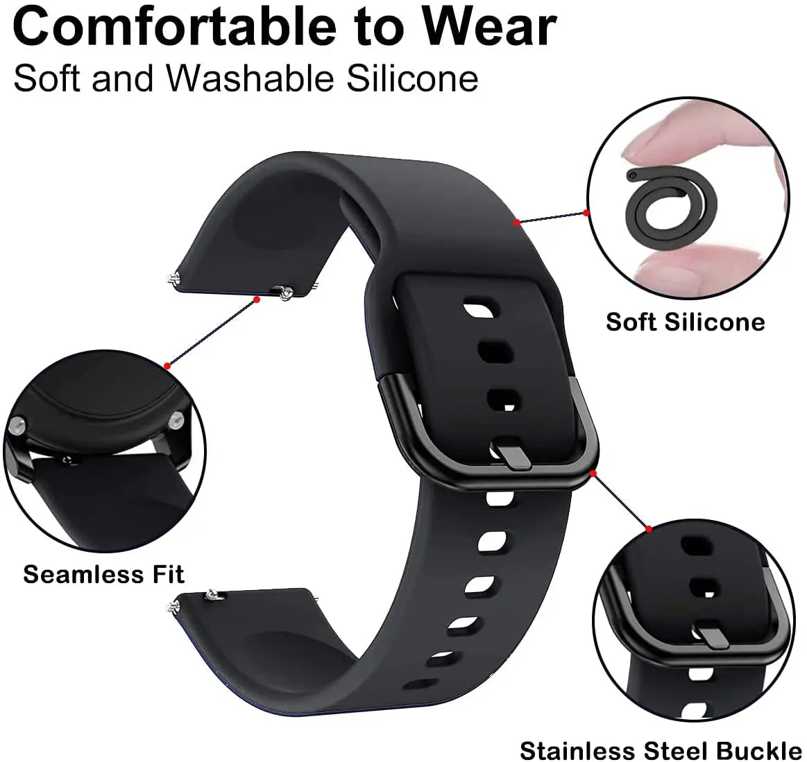 20mm 22mm Strap For Redmi Watch 5 Active Lite Silicone Band For Huawei GT5 46mm Xiaomi Watch S3 S2 46mm Sport Bracelet Wristband