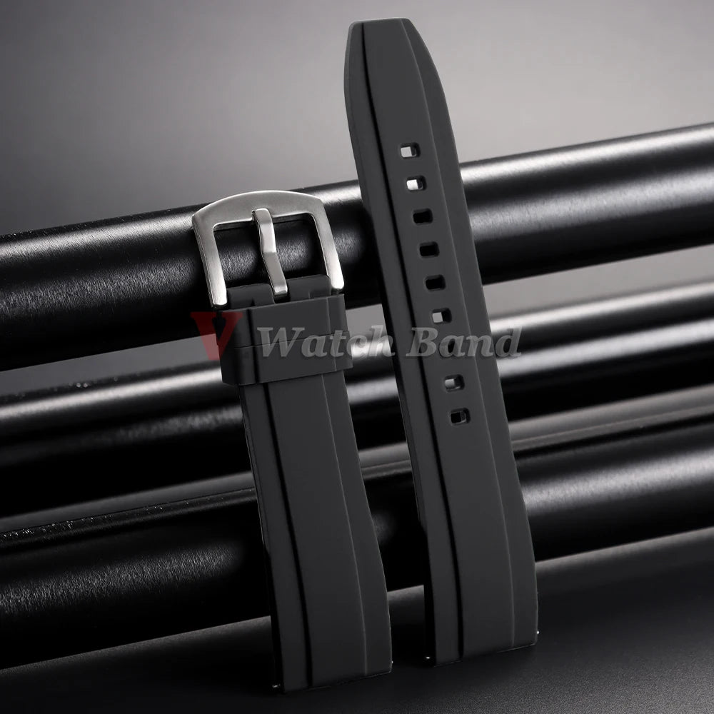 Watch Strap 20mm 22mm Universal Watch Band for Rolex for Omega Silicone Rubber Link Wrist Bracelet for Casio Soft for Smartwatch