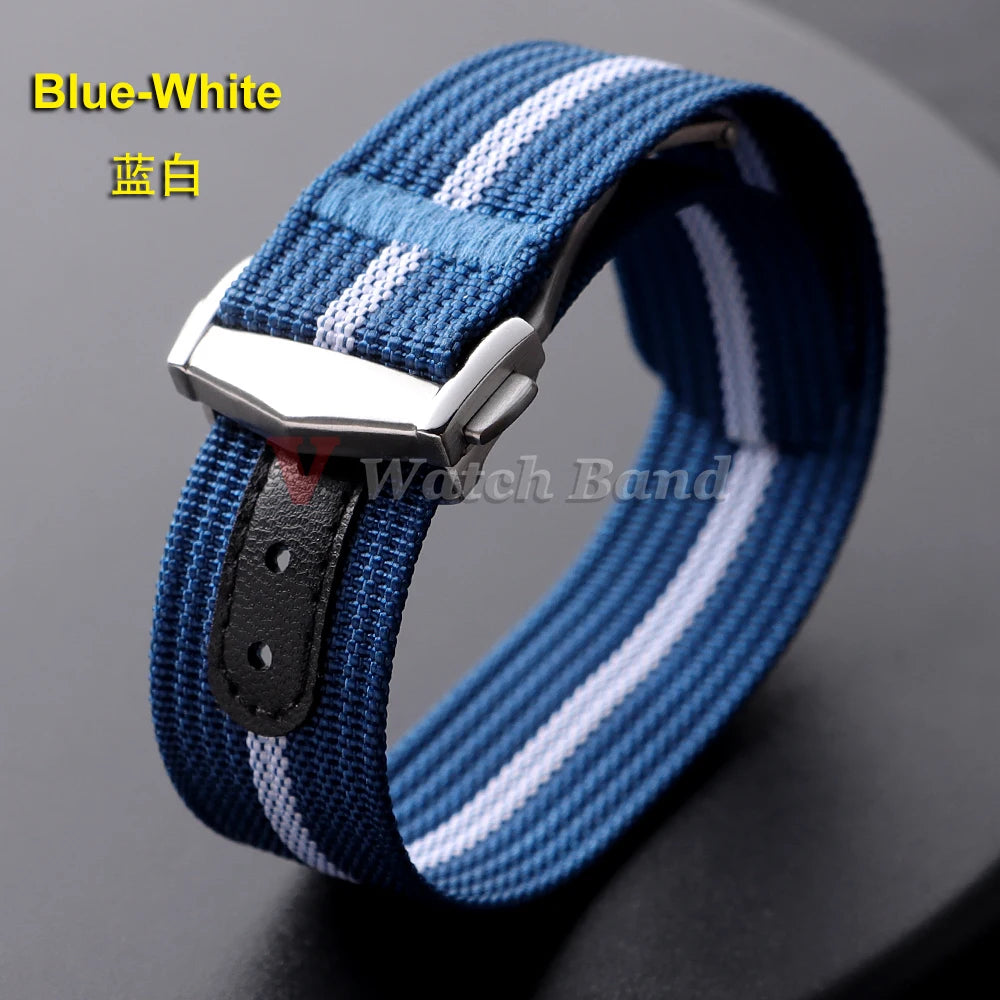 Canvas Nylon Watch Strap 20mm for Omega for Swatch for MoonSwatch for Seiko Men Women Sport Waterproof Folding Buckle Watchband
