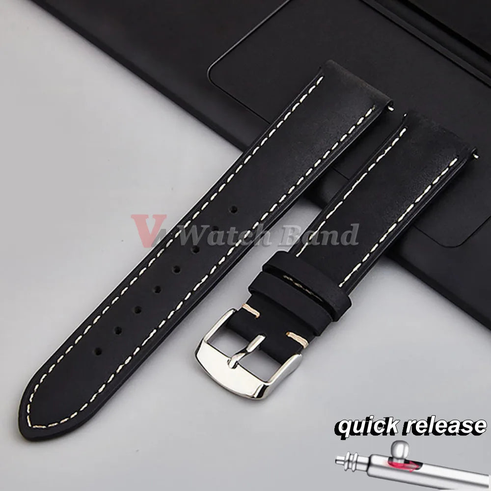 14/16/18/20/22/24mm Quick Release Watch Band MenWomen Watchband Genuine Leather Watch Strap Replacement Belt Vintage Brown Strap