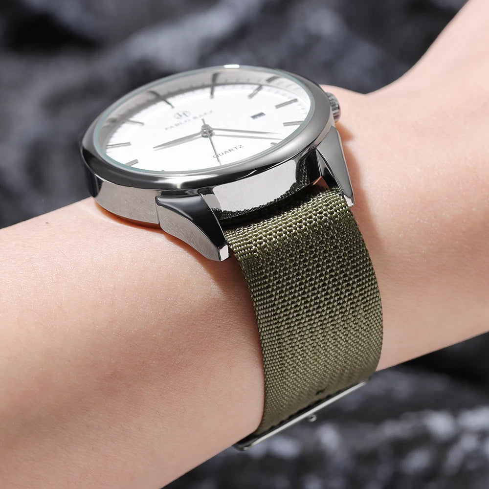 20mm 22mm Ribbed Nylon Strap Fabric Replacement Universal Bracelet Watchband Straps Loop Military Nylon Watch Band Accessories