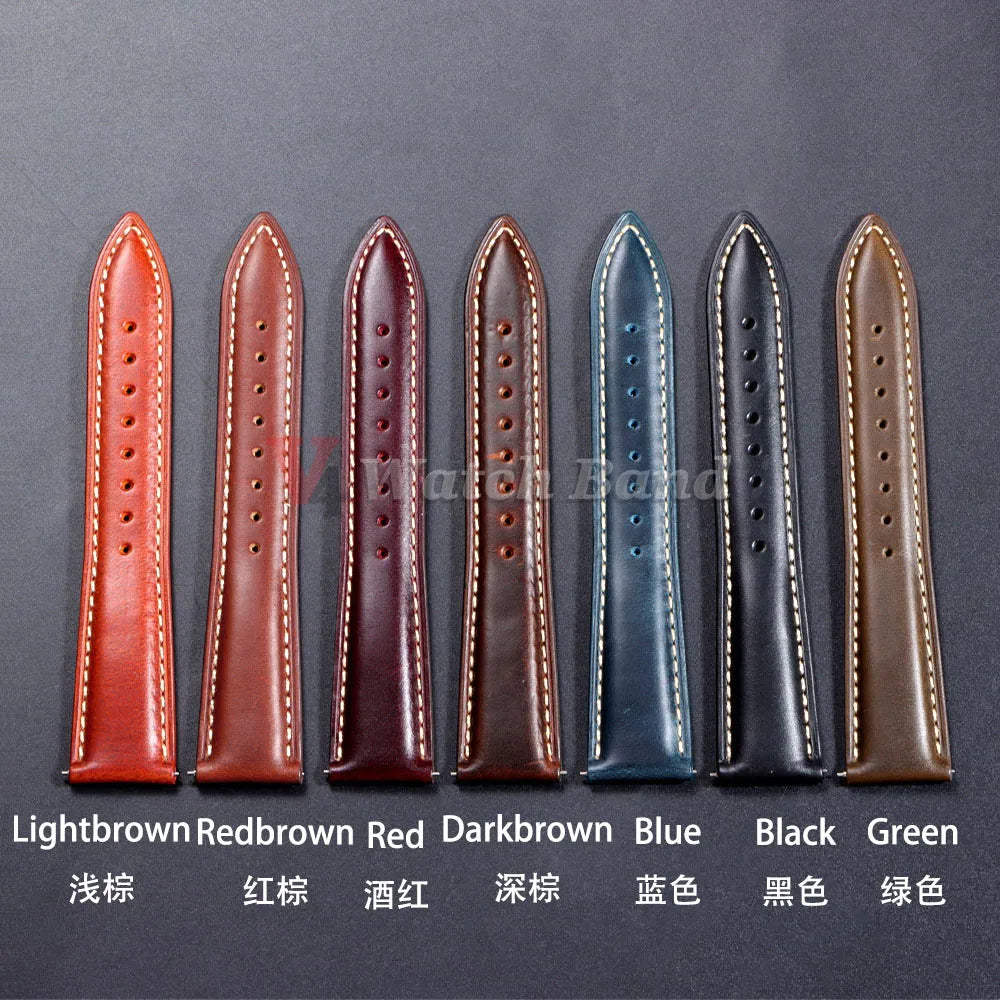 18mm 19mm 20mm 21mm 22mm Universal Vintage Watch Strap Butterfly Buckle Brown Head Layer Cowhide Watchband Bracelet Accessories