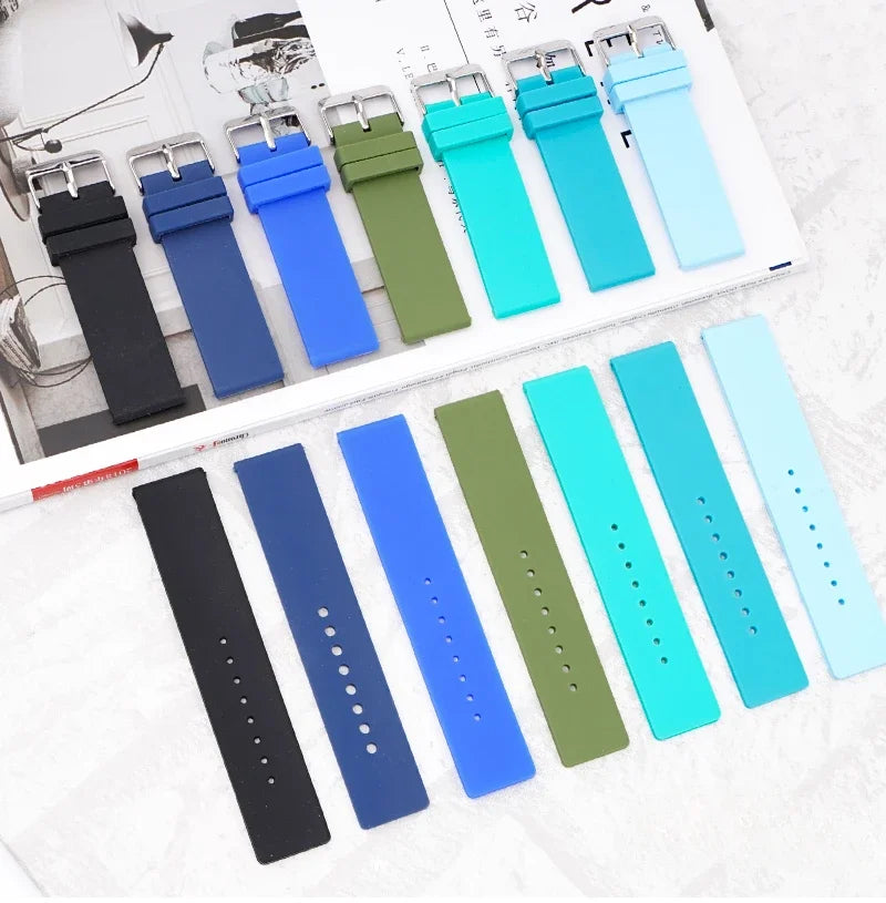 12 14mm 16mm 18mm 20mm 22mm 24mm Silicone Watch Strap Men Women Replace Bracelet Soft Rubber for Seiko for Huawei Watch Gt2/3/4