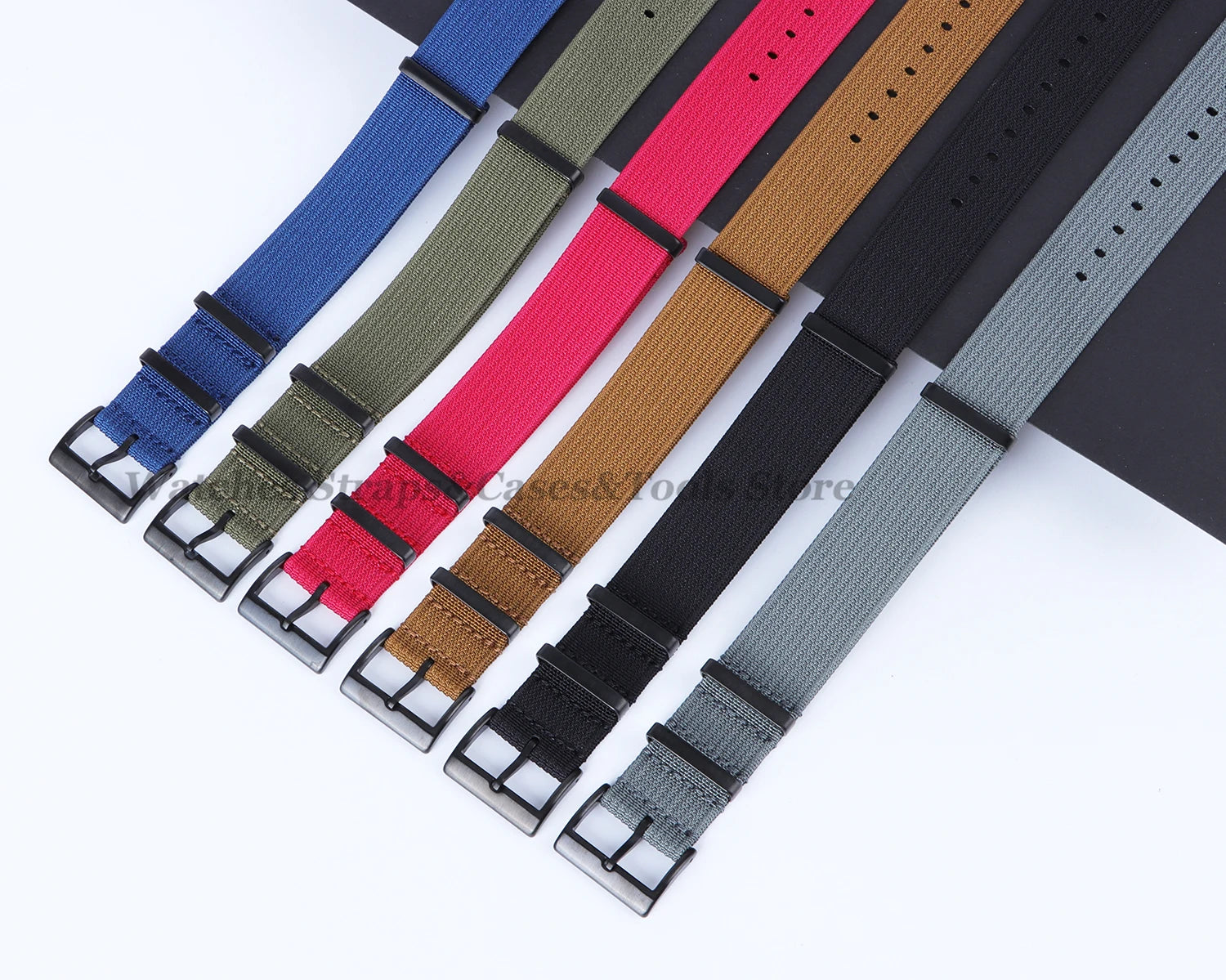 New Ribbed Nylon Strap 20mm 22mm for Seiko Military Fabric Braid Ballistic Watchband for Samsung Galxy Watch3/4/5/6 Black Buckle