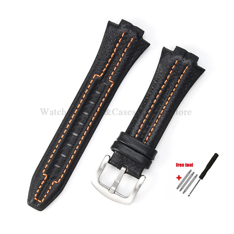 Genuine Leather Watch Strap 15mmx27mm for Seiko SNL017P1 SNL029P2 SNA595P2 SNL021P1 Wristband Sport Bracelets Watch Accessories