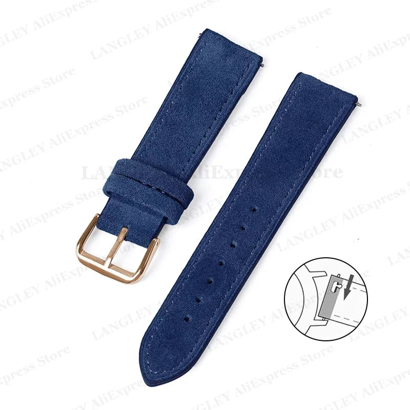 18mm 20mm 22mm Vintage Suede Leather Watchband for Samsung Galaxy Watch 5 4 3 45mm 40mm Cowhide Stitching Quick Release Bracelet