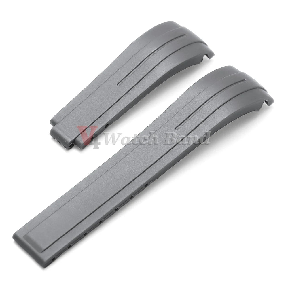Curved End Rubber Watch Strap 20mm 21mm 22mm for Rolex for Water Ghost Waterproof Silicone Wrist Band Folding Buckle Bracelet
