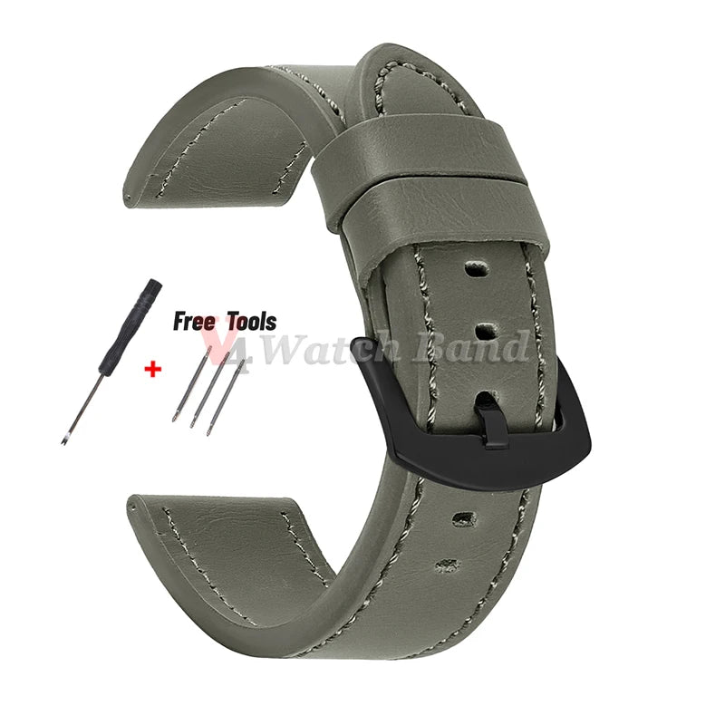 18mm 20mm 22mm 24mm Geniune Retro Calfskin Leather Watchband Sport Vintage Yellow Brown Wrist Strap for Samsung for Huawei