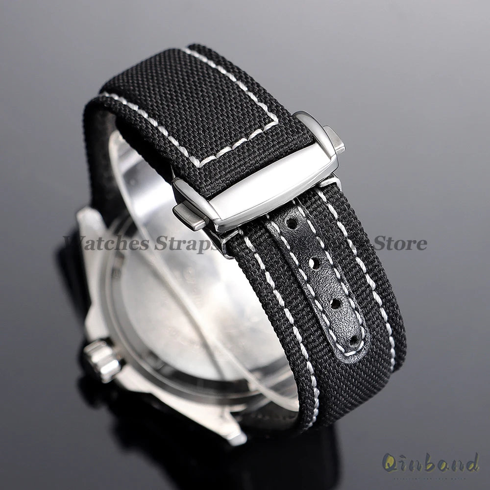 20mm 22mm Nylon Canvas Watch Band For Omega Seamaster 300 Watch Strap Folding Buckle Men Women Sport Waterproof Leather Bracelet