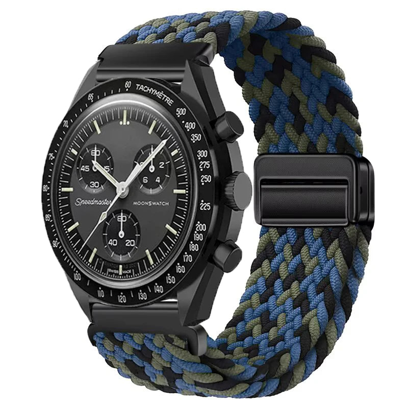 Nylon Loop Strap For Omega X Joint MoonSwatch Magnetic Weave Bracelet 20mm For Amazfit Active 2 GTR 42mm Samsung Gear S2 Classic