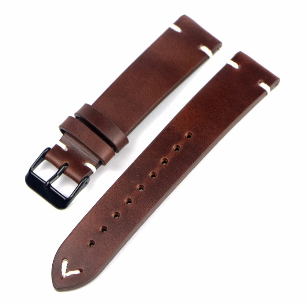 Vintage Genuine 18mm 19mm 20mm 22mm Oil Wax Leather Watch Strap Watchbands for Seiko for Samsung Galaxy Band Bracelet For Men