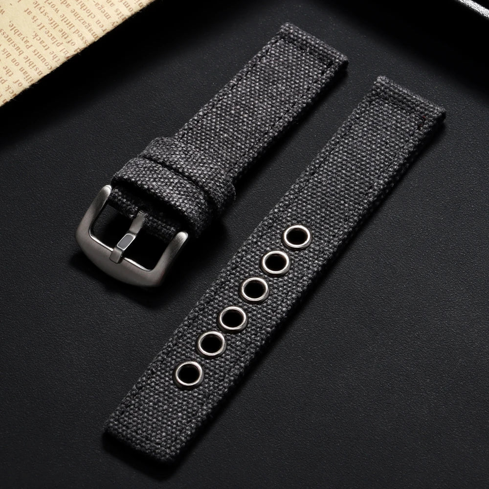 Canvas Nylon Watch Strap 20mm 22mm 24mm for Panerai for Omega Army Green Men Women Watch Bracelet Steel Hole Military Watchband