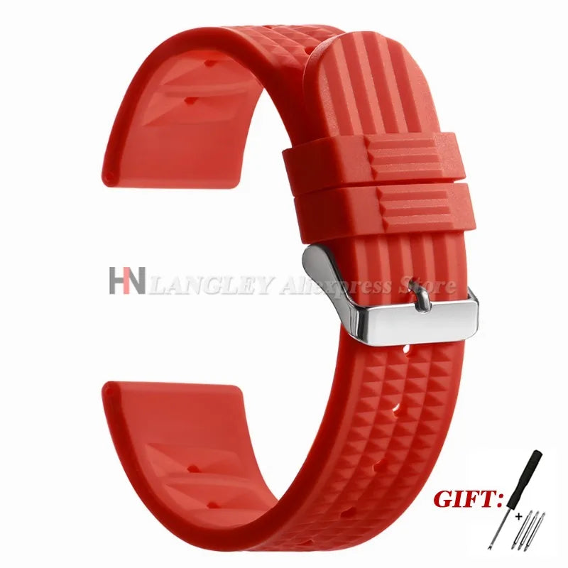 Soft Rubber Waffle Watch Band 20mm 22mm for Seiko for Rolex Water Ghost Sport Silicone Wristband Men's Replacement Strap Premium