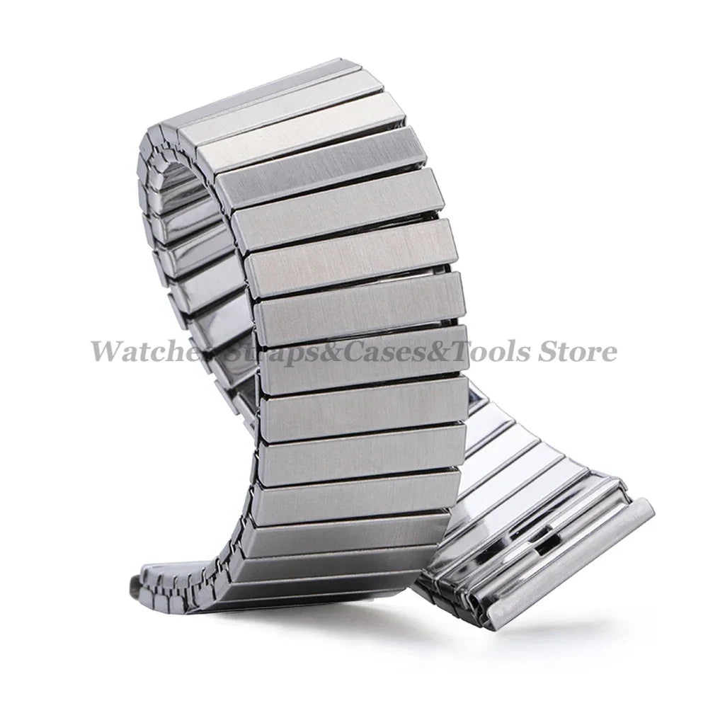 14mm 16mm 18mm 20mm 22mm Stainless Steel Elastic Stretch Strap Watch Band Metal Expansion Strap Wristband Accessories Bracelet
