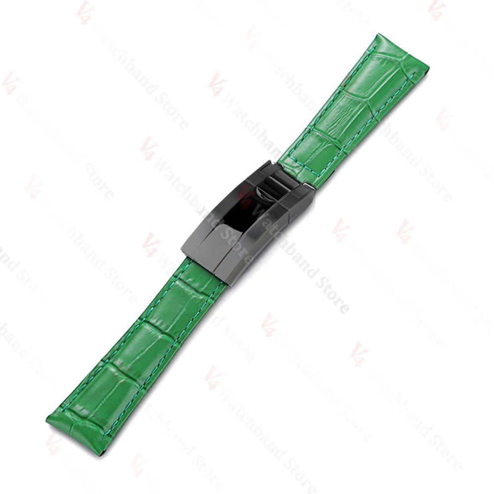 20mm Watch Band for Rolex SUBMARINER Yacht-Master DAYTONA GMT Cowhide Leather Men Strap Waterproof Wrist Belt Watch Accessories