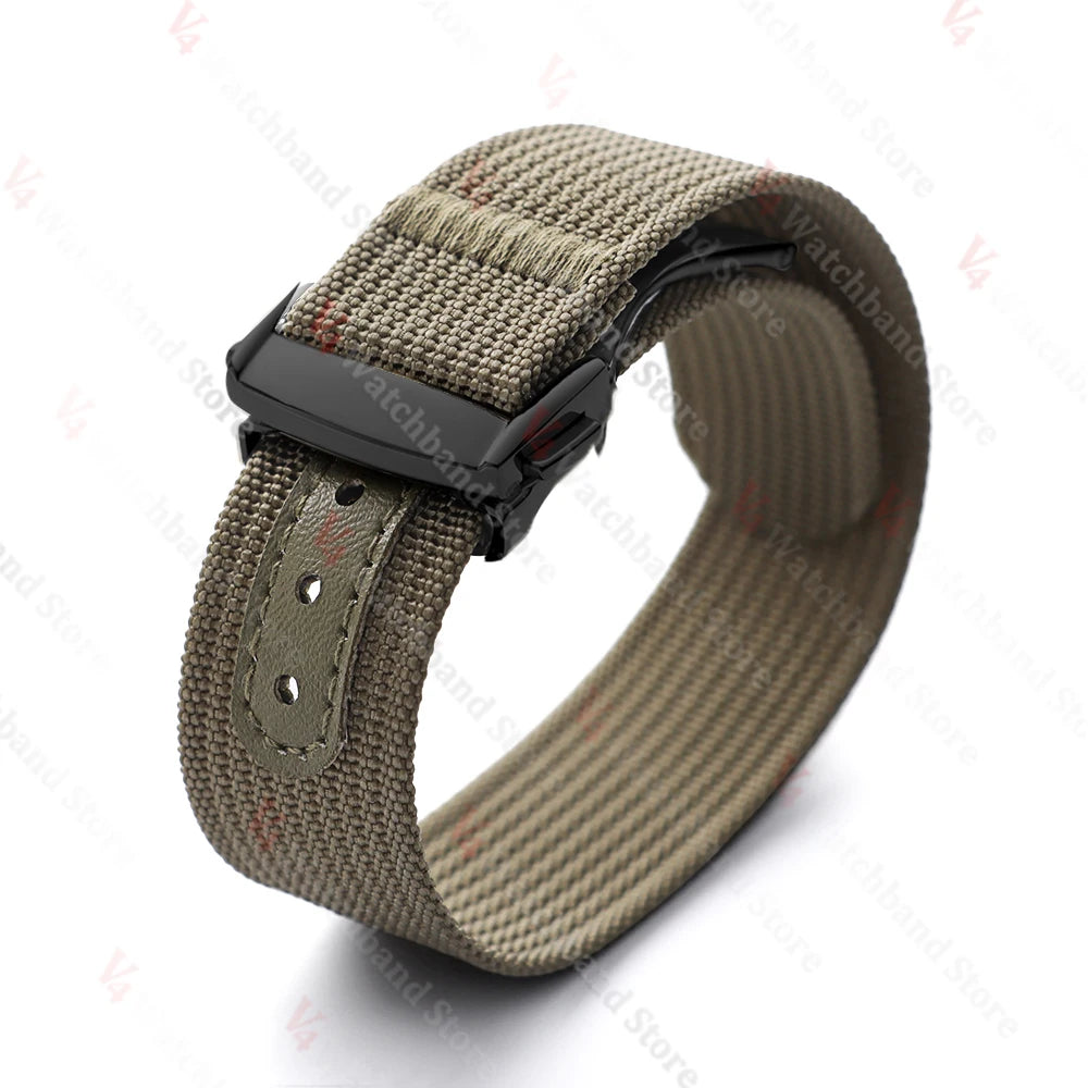 Black Gold Buckle Watch Band 20mm Men's Army Sports Breathable Braided Nylon Strap for Seiko Fabric Bracelet Wristbelt for Omega