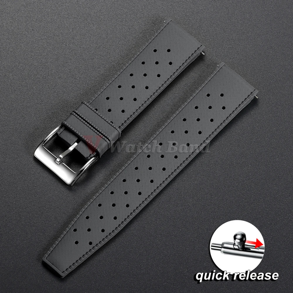 Quick Release Tropical Rubber Watch Strap 18mm 20mm 22mm for Seiko for Omega for Rolex Perfect Fit Flat End Universal Watchbands