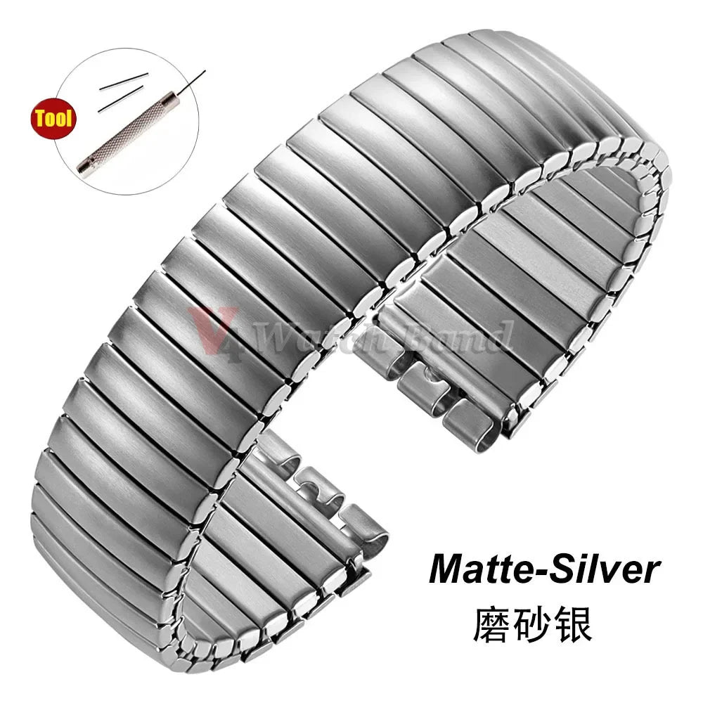 17mm 20mm Elastic Metal Watch Band for Swatch Watch Strap Stretch Expansion Stainless Wrist Strap Men Women Bracelet Accessories
